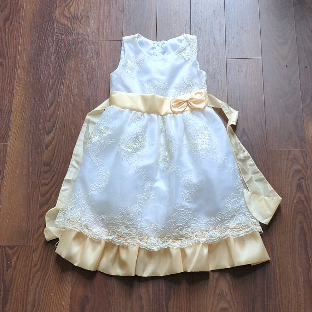 Fancy girls fashion white and gold dress
